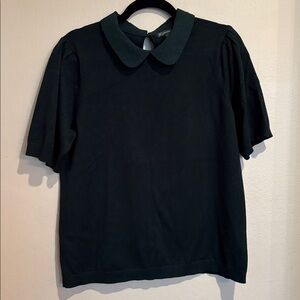 Classy Forest Green Textured Collar Blouse